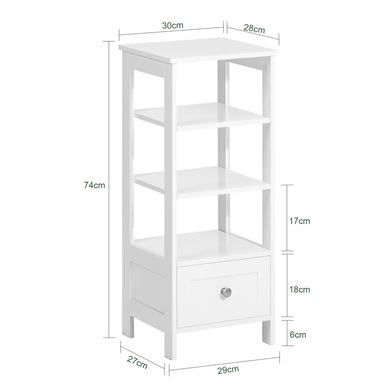 SoBuy FBT91-W Table d’Appoint Haute Bout de Canapé pour Salon Bureau Cuisine en 3 niveaux avec 1 tiroir