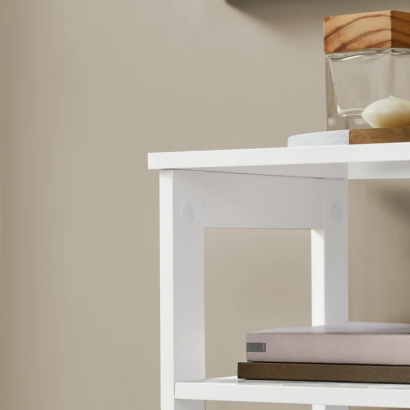 SoBuy FBT91-W Table d’Appoint Haute Bout de Canapé pour Salon Bureau Cuisine en 3 niveaux avec 1 tiroir