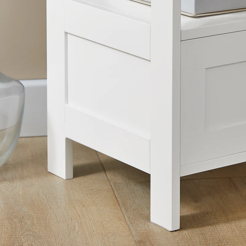 SoBuy FBT91-W Table d’Appoint Haute Bout de Canapé pour Salon Bureau Cuisine en 3 niveaux avec 1 tiroir