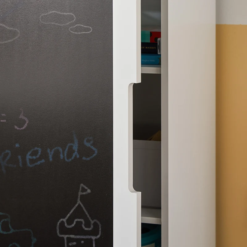 SoBuy KMB43-W Commode pour Enfants Étagère pour Chambre d'enfant avec Tableau Noir Bibliothèque Étagère à Jouets
