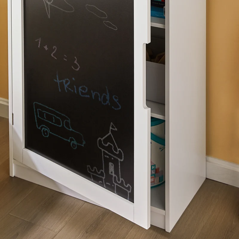 SoBuy KMB43-W Commode pour Enfants Étagère pour Chambre d'enfant avec Tableau Noir Bibliothèque Étagère à Jouets