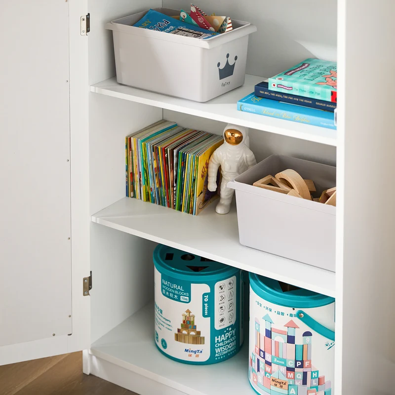 SoBuy KMB43-W Commode pour Enfants Étagère pour Chambre d'enfant avec Tableau Noir Bibliothèque Étagère à Jouets