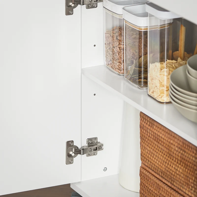 SoBuy FKW117-W Desserte Cuisine avec Roulettes et 1 Tiroir, Mobile, pour Cuisine et Salle à Manger, Rangement Optimisé – L120×P56×H90 cm, Bois + Inox, Blanc