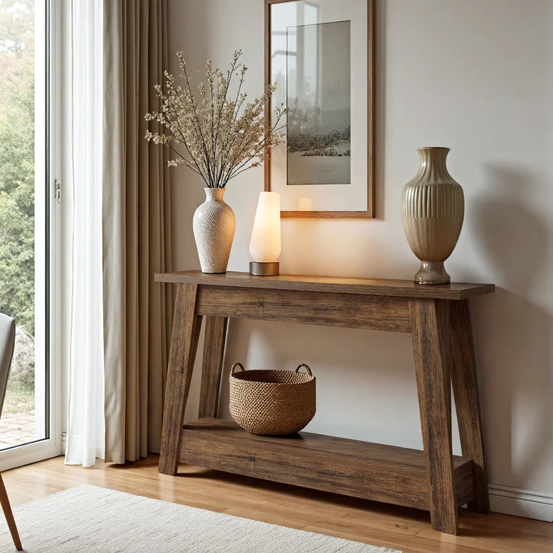 Tribesigns Console de 105 cm, Table d'entrée de style campagnard à 2 niveaux avec rangement