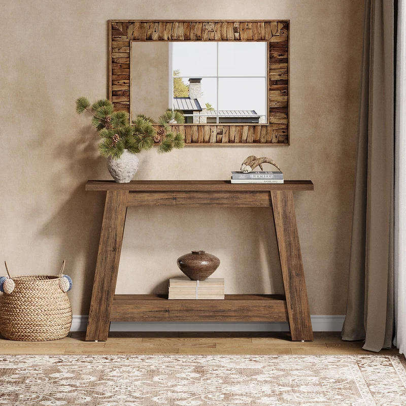 Tribesigns Console de 105 cm, Table d'entrée de style campagnard à 2 niveaux avec rangement