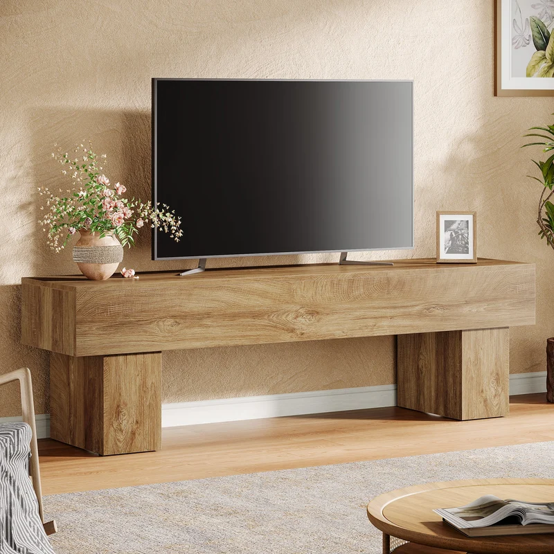 Tribesigns Meuble TV 160 cm, Centre multimédia style ferme pour salon et télévision