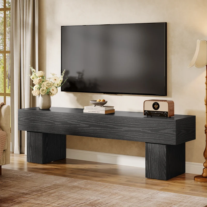 Tribesigns Meuble TV 160 cm, Centre multimédia style ferme pour salon et télévision