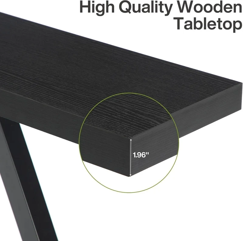 Tribesigns Console industrielle étroite de 160 cm, Table d'entrée moderne noire pour salon et hall d'entrée