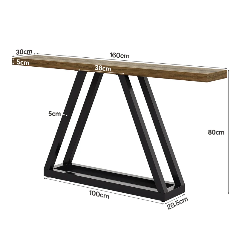 Tribesigns Console industrielle étroite de 160 cm, Table d'entrée moderne noire pour salon et hall d'entrée