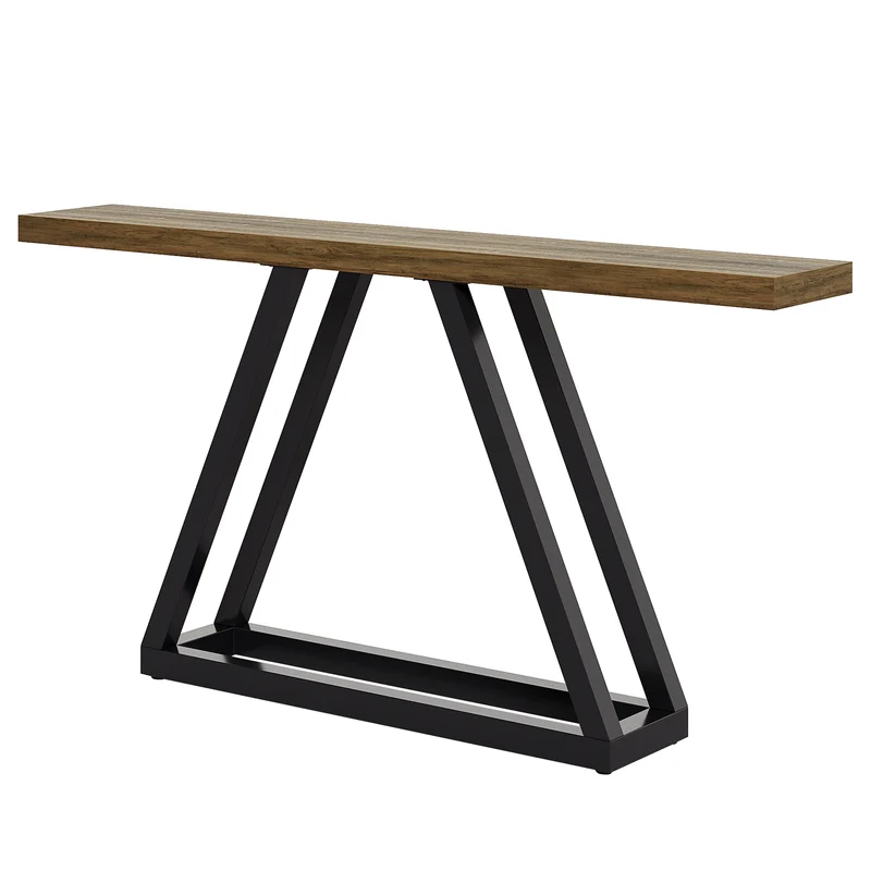 Tribesigns Console industrielle étroite de 160 cm, Table d'entrée moderne noire pour salon et hall d'entrée