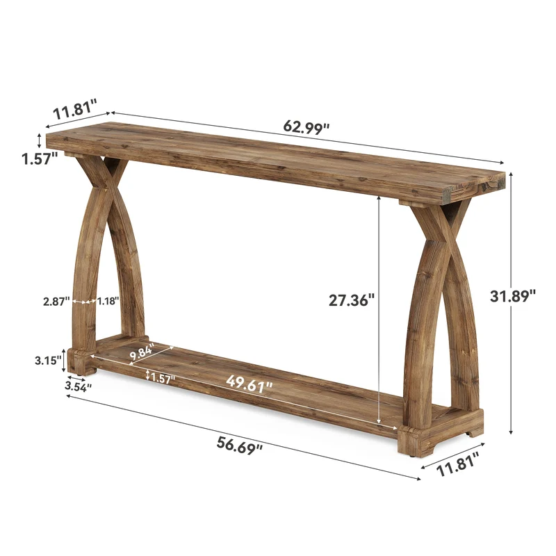 Tribesigns Console étroite de 160 cm en bois massif, Table d'appoint de style campagnard