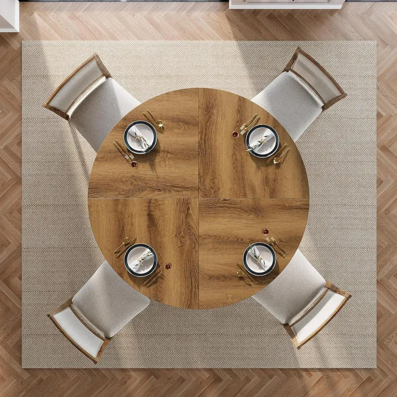 Tribesigns Table de salle à manger ronde de 120 cm pour 4 à 6 personnes, Style champêtre en bois