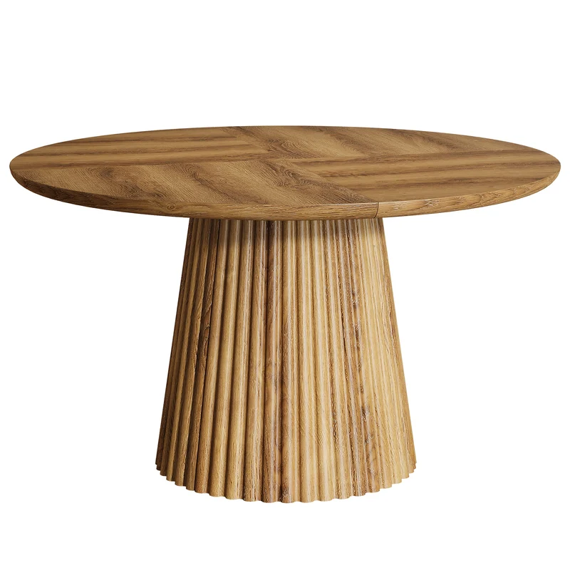 Tribesigns Table de salle à manger ronde de 120 cm pour 4 à 6 personnes, Style champêtre en bois