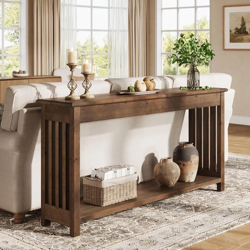 Tribesigns Console en bois massif 160 cm de long, Idéale pour une entrée ou comme table basse