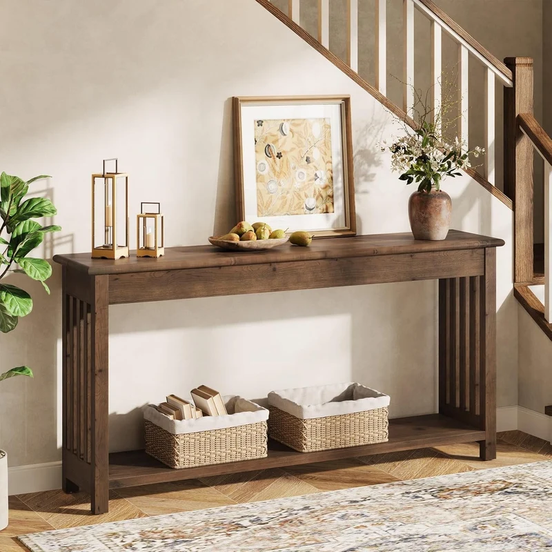 Tribesigns Console en bois massif 160 cm de long, Idéale pour une entrée ou comme table basse