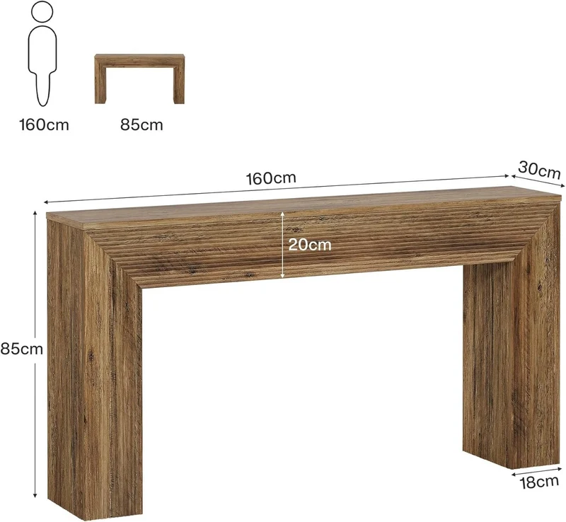 Tribesigns Table Console d'Entrée 160 cm avec Motifs Canelés, Table d'Appoint Style Industriel