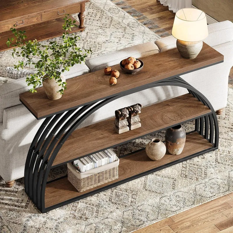 Tribesigns Table Console pour entrée, Table d'entrée de Style Fermier de 160 cm avec Cadre arqué