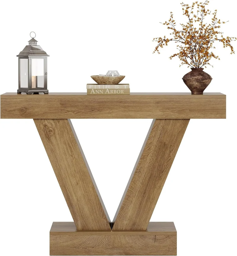 Tribesigns Table Console 105 cm, Table d'entrée derrière Le canapé avec Pieds en V