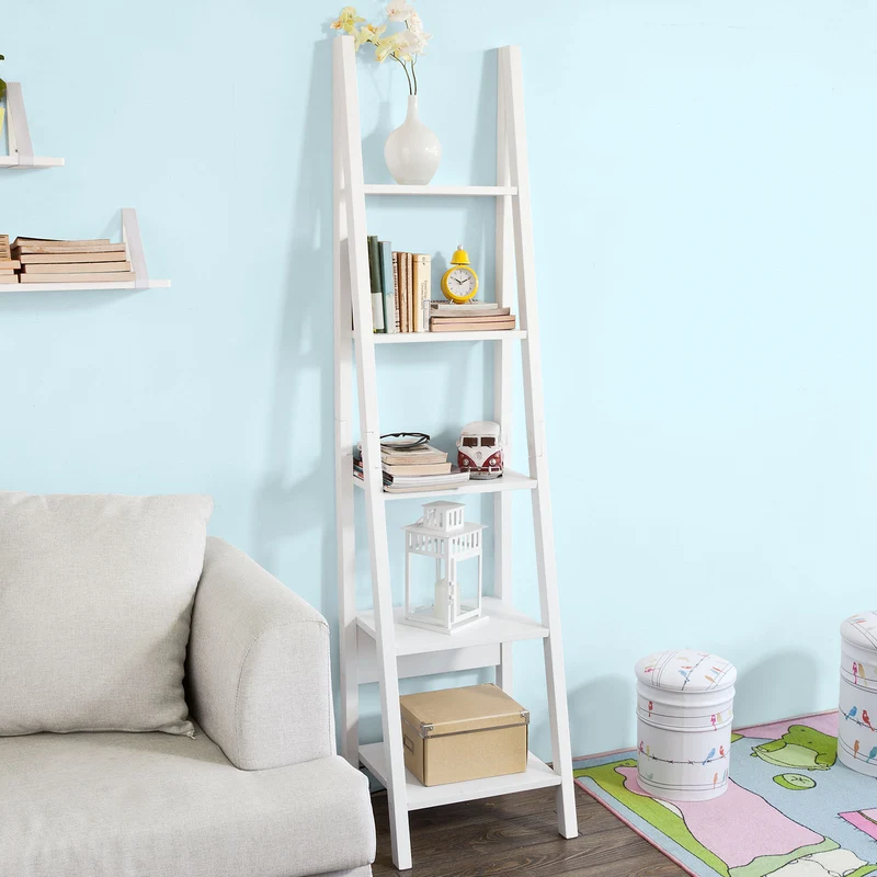 sebuyfr.comG101-W Étagère style échelle Bibliothèque, 5 étages –Blanc