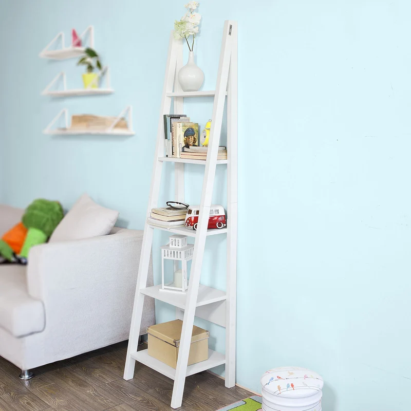sebuyfr.comG101-W Étagère style échelle Bibliothèque, 5 étages –Blanc