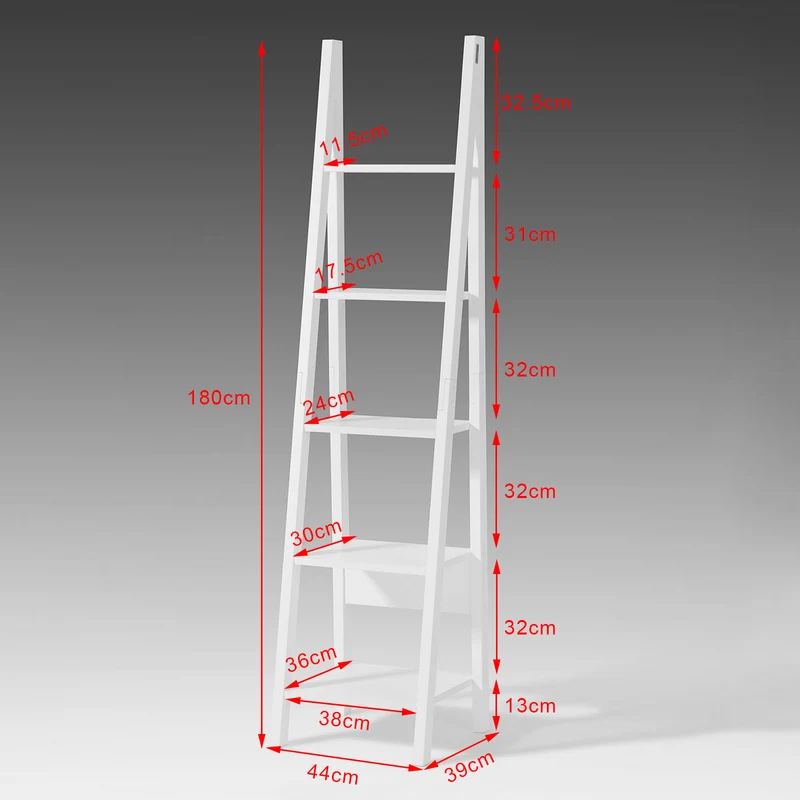 sebuyfr.comG101-W Étagère style échelle Bibliothèque, 5 étages –Blanc