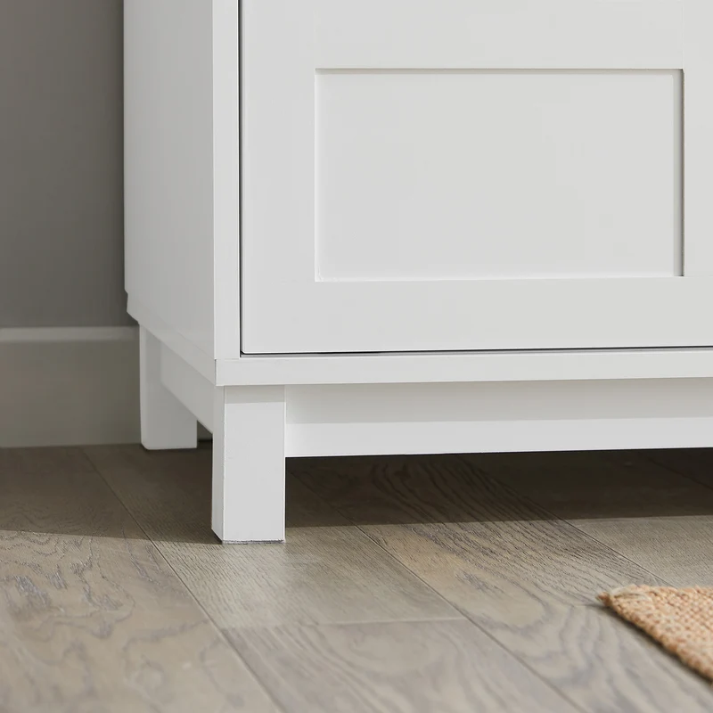 SoBuy FSR86-W Banc à Chaussures avec Coussin Rembourré et 2 Portes, Grande Capacité pour Entrée – 114x40x53 cm, Blanc