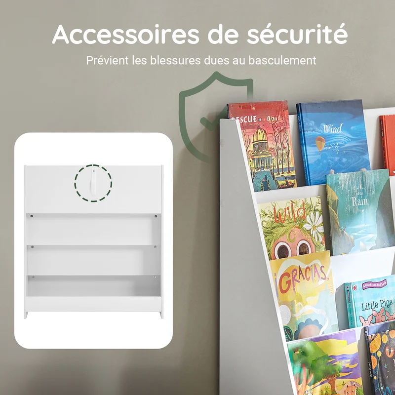 SoBuy KMB32-W Bibliothèque Montessori Enfant – 4 Compartiments pour Livres et Jouets, Blanc