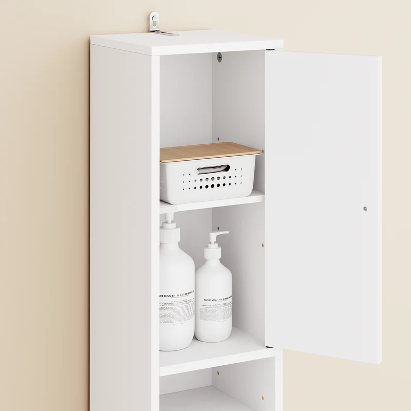 SoBuy BZR34-II-W Colonne Salle de Bain Étroite 20 cm – Rangement Gain de Place Blanc