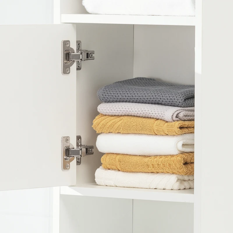 SoBuy STR10-W Meuble Colonne de Salle de Bain Armoire de Rangement Placard de Rangement Armoire sur Pied avec 2 Portes et 2 Tiroirs Blanc 33x24x188cm