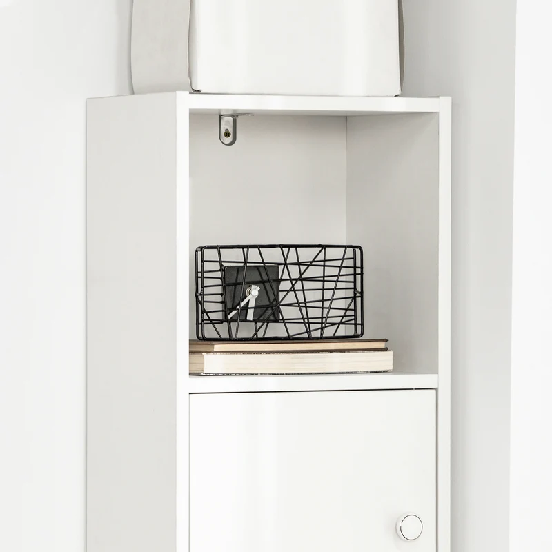 SoBuy STR10-W Meuble Colonne de Salle de Bain Armoire de Rangement Placard de Rangement Armoire sur Pied avec 2 Portes et 2 Tiroirs Blanc 33x24x188cm
