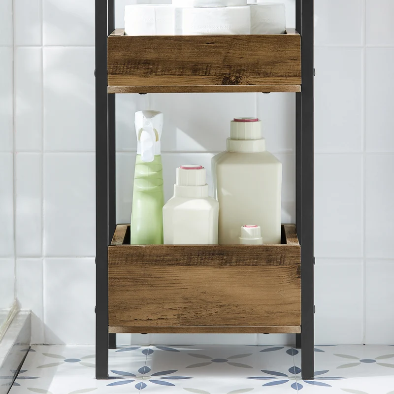 SoBuy FRG226-F Meuble Salle de Bain Rangement avec 3 paniers - Rangement Serviteur de Douche Étagère de Stockage Salle de Bain Petit Meuble WC Rangement 28x20x74 cm