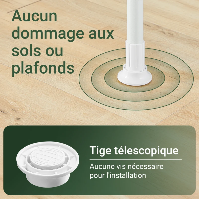 sebuyfr.comG109-II-W Tringle à Vêtements Télescopique, Portant à Vêtements Robuste, Penderie Ouverte Réglable avec Barres de Suspension pour Chambre, Dressing, Blanc