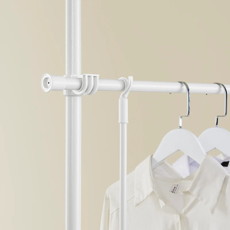 sebuyfr.comG109-II-W Tringle à Vêtements Télescopique, Portant à Vêtements Robuste, Penderie Ouverte Réglable avec Barres de Suspension pour Chambre, Dressing, Blanc