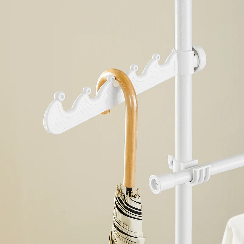 sebuyfr.comG109-II-W Tringle à Vêtements Télescopique, Portant à Vêtements Robuste, Penderie Ouverte Réglable avec Barres de Suspension pour Chambre, Dressing, Blanc