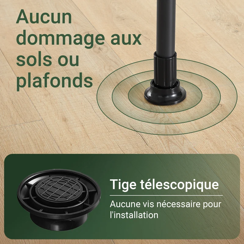 SoBuy KLS03-II-SCH Portant à vêtements télescopique robuste – Penderie ouverte réglable avec tringles pour chambre/dressing, Noir