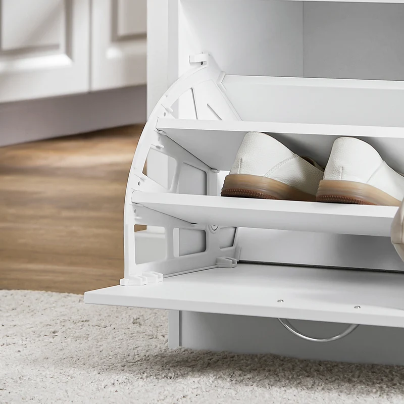 SoBuy FSR16-W Banc à Chaussures avec 1 Abattant et Coussin Rembourré, Coffre de Rangement pour Entrée – 60x30x48 cm, Blanc