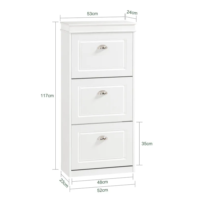 SoBuy FSR94-W Meuble à Chaussures Slim 24 cm – 12 Paires, 3 Abattants, FSC®, Blanc