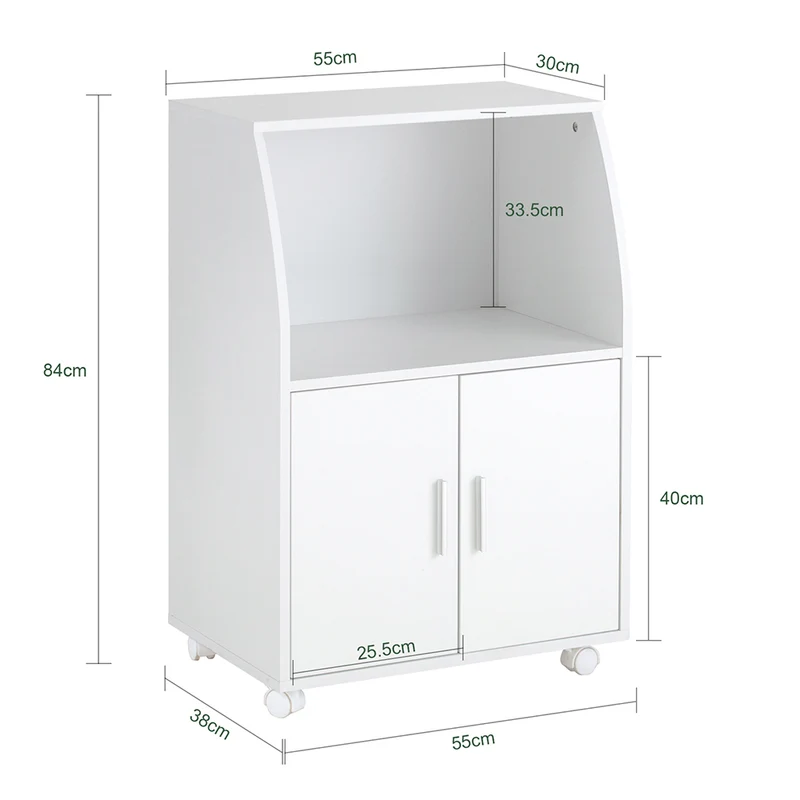 SoBuy FRG241-W Meuble de Rangement à Roulettes avec Portes et Étagère Réglable – Blanc