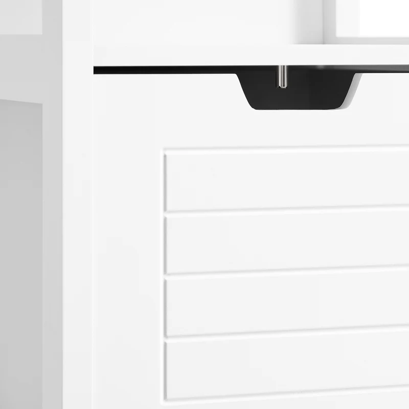 sebuyfr.comG126-W Colonne de Salle de Bain – 4 Étagères, 2 Tiroirs, Anti-Basculement, 30×30×144 cm, Blanc
