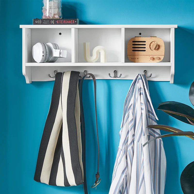 sebuyfr.comG48-W Portemanteau Étagère murale Porte-manteau salle de bain Meuble d’entrée