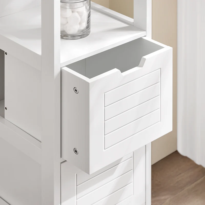 SoBuy FRG127-W Colonne Salle de Bain avec 2 Paniers, Format Compact, Design Moderne, pour Salle de Bain et WC, Rangement Optimisé – L30×P30×H89 cm, Bois, Blanc