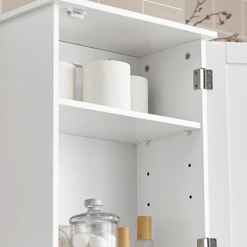 SoBuy BZR19-W Armoire Murale Salle de Bain avec Étagères Réglables, pour Salle de Bain et WC, Rangement Optimisé, Usage Quotidien – L40×P23×H52 cm, Bois, Blanc