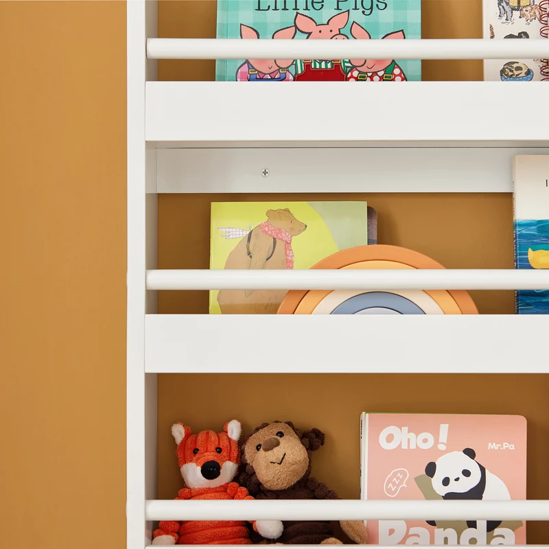 SoBuy KMB08-K-W Bibliothèque Murale Étagère à Livres Enfants Étagère de Rangement avec 4 Étages - Blanc