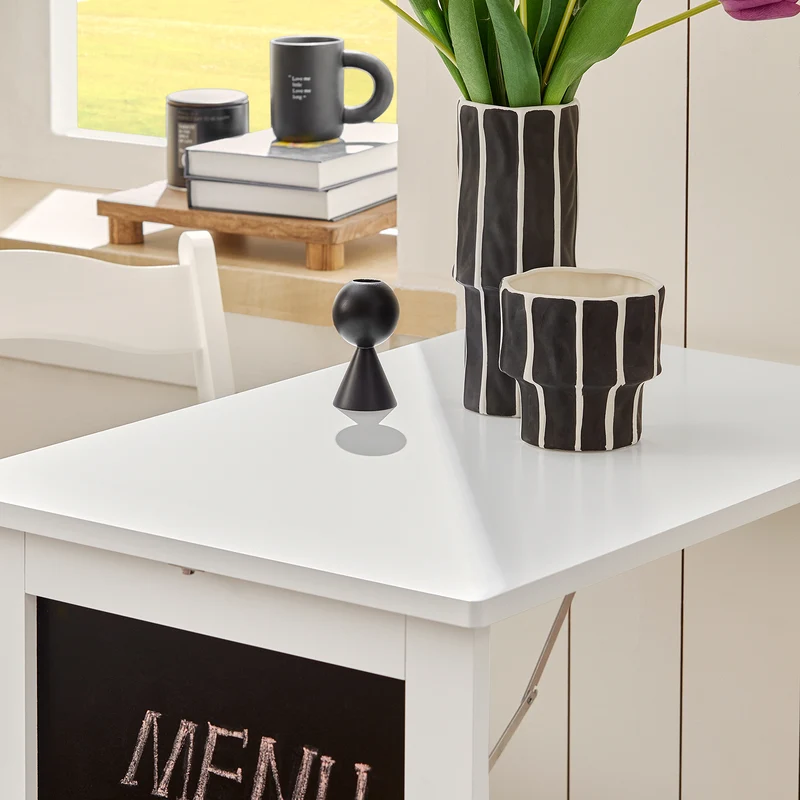 SoBuy FWT20-W Table Murale Rabattable à Manger Pliable avec Tableau Mémo Extensible Gain de Place pour Cuisine, Bureau et Petits Espaces Blanc 50cm x 75cm x 76cm