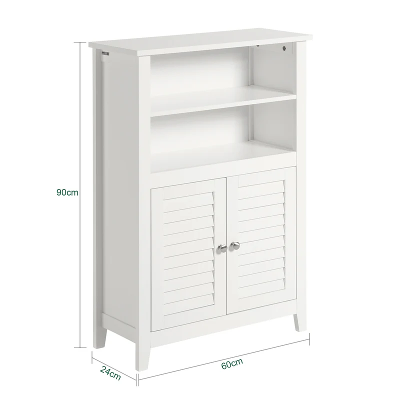 SoBuy BZR13-W Armoire de Salle de Bain – 26 cm de Profondeur, Étagères Ouvertes et Compartiment Fermé, Blanc