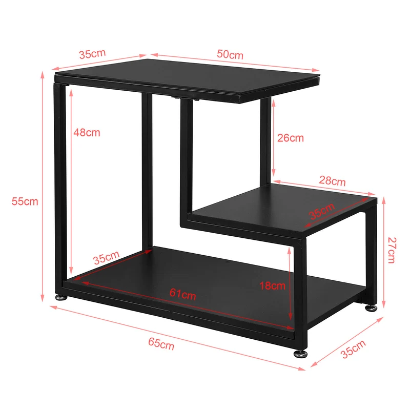 SoBuy FBT65-SCH Bout de Canapé Table d’Appoint Tables Basses avec 3 Étagères de Rangement