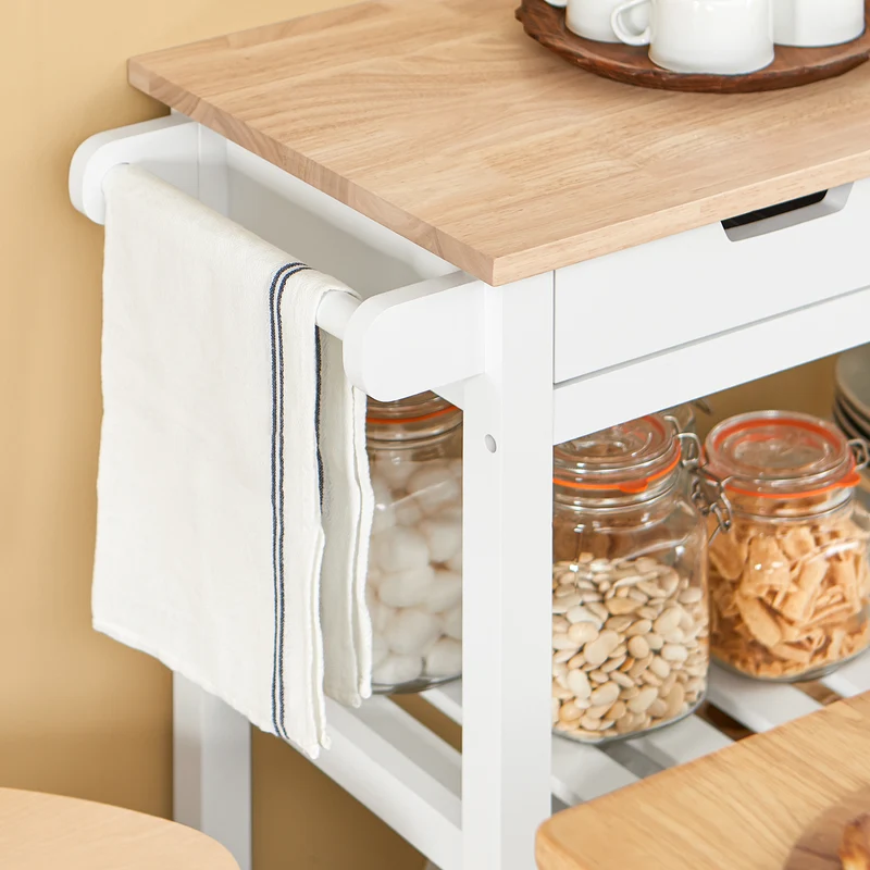 SoBuy FKW68-WN Chariot de Service Desserte à roulettes Table Roulante Meuble de Rangement