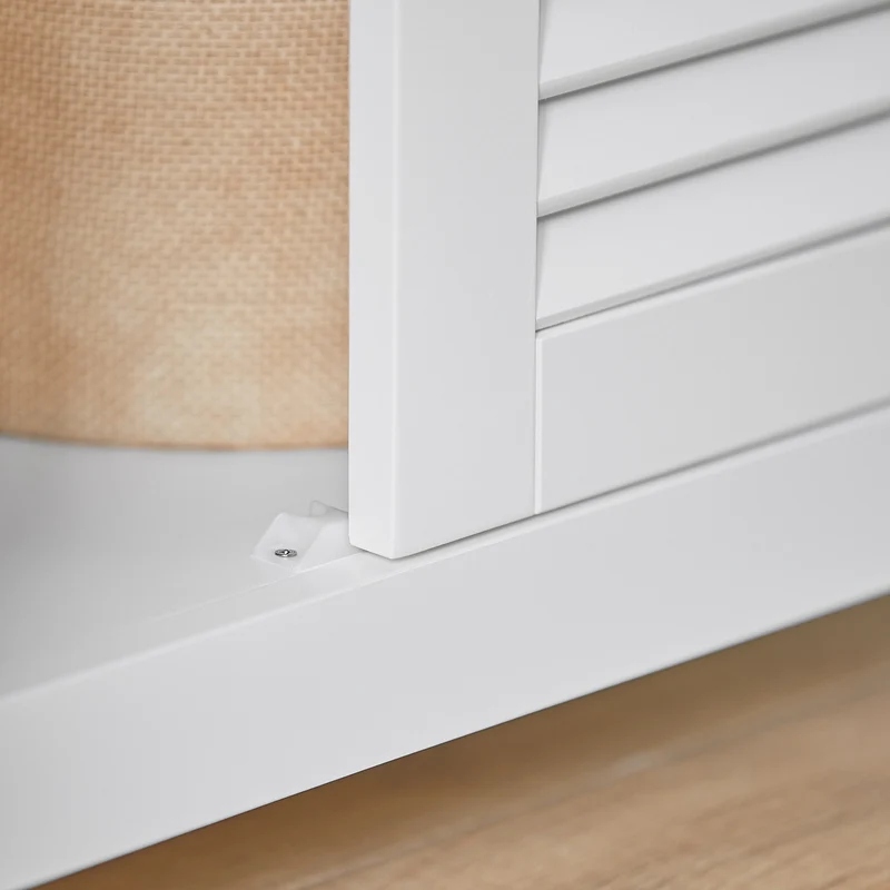 SoBuy FRG238-W Meuble de Salle de Bain avec 2 Portes Persiennes – 1 Tiroir, Étagère Réglable, 60×35×87 cm, Blanc