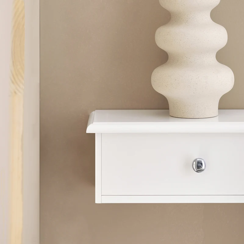 sebuyfr.comG43-W Etagere Murale avec 2 Tiroirs - Étagère Flottante Moderne pour Entrée, Salon, Cuisine & Chambre - Blanc 64x15x10cm