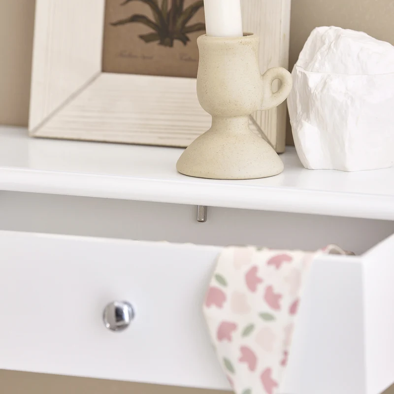 sebuyfr.comG43-W Etagere Murale avec 2 Tiroirs - Étagère Flottante Moderne pour Entrée, Salon, Cuisine & Chambre - Blanc 64x15x10cm